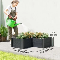 Outsunny Vinyl Raised Garden Bed Kit, 3 x 3 x 1ft Elevated Garden Box with Open Bottom, Screwless Outdoor Planter Box(m-3)