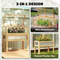 Outsunny Raised Garden Bed with Mini Greenhouse, Elevated Planter Box with Legs and Bed Liner for Flowers, Vegetables(m-4)