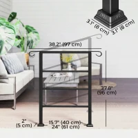Outsunny Hand Rails for Outdoor Steps, Adjustable Outdoor Stair Railing for 2 to 3 Steps, Black(m-3)