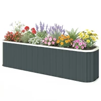 Outsunny Galvanized Raised Garden Bed, Deep Rot Planter Box, Outdoor Garden Bed with Plant Labels, 7' x 2' x 2', Dark Grey(m-2)