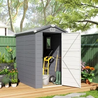 Outsunny 4.5' x 6' Plastic Garden Storage Shed with Latch Door, Vents, Sloped Roof, Dark Grey(m-8)