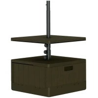 Outsunny Patio Umbrella Weighted Base with Table Tray, Heavy Duty Umbrella Base with Wheels Handles, Brown(m-11)