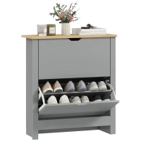 HOMCOM Shoe Storage Cabinet with 2 Flip Drawers and Adjustable Shelves for 12 Pairs of Shoes, Light Grey(m-11)