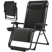 Outsunny Zero Gravity Chair, Reclining Outdoor Lounger Chair with Cup Holder, 400 LBS Capacity, Black(m-2)