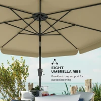 Outsunny 10 ft Patio Umbrella with Push Button Tilt and Crank, Outdoor Market Table Umbrella Parasol, Khaki(m-7)