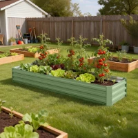 Outsunny 8'x2'x1' Galvanized Raised Bed, Large Elevated Planter Box for Growing Flowers, Herbs and Vegetables, Light Green(m-9)