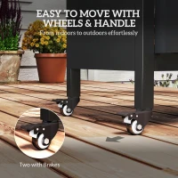 Outsunny Outdoor Grill Cart Table with Foldable Side Table, BBQ Grill Stand with Stainless Steel Top & Hooks, 45.7"x19.7", Black(m-9)