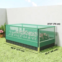 Outsunny Raised Garden Bed, 5.7 x 3 x 2.3ft Steel Planter Box Outdoor with Cover, Gloves, Dark Grey(m-3)