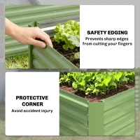 Outsunny Set of 2 Galvanized Metal Planters for Outdoor Plants, 4' x 2' x 2' Raised Garden Bed, Light Green(m-6)