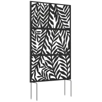 Outsunny Metal Outdoor Privacy Screen, 72" x 38" Freestanding Outdoor Divider, Black(m-11)