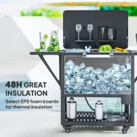 Outsunny 104 Quart Large Capacity Outdoor Cooler Cart, Patio Rolling Ice Chest with Bottle Opener Shelves Wheels, Black(m-5)