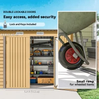 Outsunny 8 x 4FT Galvanized Garden Storage Shed, Metal Outdoor Shed with Double Doors and 2 Vents, Yellow(m-6)