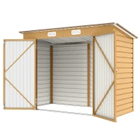 Outsunny 8 x 4FT Galvanized Garden Storage Shed, Metal Outdoor Shed with Double Doors and 2 Vents, Yellow(m-2)