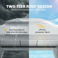 Outsunny 10' x 13' Patio Gazebo, UPF50+ Double Roof Outdoor Gazebo Canopy with Netting and Curtains, Steel Frame, Dark Grey(m-4)