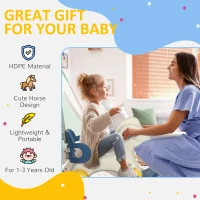Qaba 4 in 1 Rocking Horse for Toddles 1-3 Years with Detachable Push Handle & Balance Board, Blue(m-6)