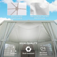 Outsunny 16' x 22' Wedding Event Party Tent High Peak Octagonal Outdoor Gazebo Canopy with Removable Walls White(m-5)