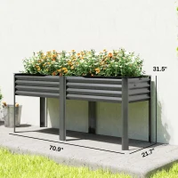 Outsunny Galvanized Raised Garden Bed with Legs, 71" x 22" x 31.5" Raised Planter Box with Reinforced Bars and Non-Woven Fabric(m-3)