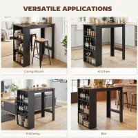 HOMCOM Modern Bar Table, Counter Height Dining Table with 3 Storage Shelves for Kitchen, Dining Room, Living Room, Rustic Brown(m-5)