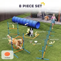 PawHut Dog Agility Training Equipment, 8PCS Dog Obstacle Course Starter Kit with Carrying Bag(m-4)