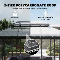 Outsunny 10' x 14' Outdoor Hardtop Gazebo, Aluminum Sun Room Solarium with Sliding Doors, Double Roof Patio Gazebo, Dark Grey(m-6)