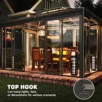 Outsunny 10' x 14' Outdoor Hardtop Gazebo, Aluminum Sun Room Solarium with Sliding Doors, Double Roof Patio Gazebo, Dark Grey(m-9)