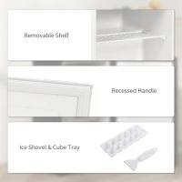 HOMCOM 2.1 Cu. Ft. Mini Freezer, Compact Upright Freezer with Reversible Door, Removable Shelf, Adjustable Temperature, White(m-7)