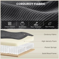 HOMCOM Sectional Sofa, U Shaped Couch with Double Chaise, Pillow-top Armrests and Spring Cushions, 2200lb Capacity, Dark Grey(m-4)