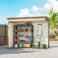 Outsunny 8 x 4FT Galvanized Garden Storage Shed, Metal Outdoor Shed with Double Doors and 2 Vents, Yellow(m-9)