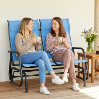 Outsunny Outdoor Glider Bench, Patio Glider for 2 Persons, Blue(m-9)