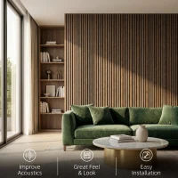 HOMCOM 47" x 24" Wood Panels for Wall, 4 Pack Acoustic Panels, Sound Absorbing Slat Wall for Wall Decor, Home, Walnut(m-4)