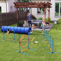 PawHut Dog Agility Training Equipment, 8PCS Dog Obstacle Course Starter Kit with Carrying Bag(m-8)