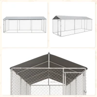 PawHut 19.7' x 7.5' x 7.5' Outdoor Dog Kennel for Large-Sized Dogs with Waterproof UV Resistant Roof, Silver(m-15)
