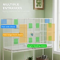 PawHut 64" Large Rolling Bird Cage Bird House with Detachable Rolling Stand, Storage Shelf, Wood Perch Food Container, White(m-5)