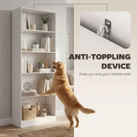 HOMCOM 5-Tier Bookcase, Storage Bookshelf with Adjustable Shelves, Display Shelves for Living Room, Home Office, White(m-5)