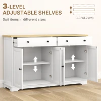 HOMCOM Modern Sideboard, Buffet Cabinet with Storage Drawers, Adjustable Shelves for Living Room, Dining Room, Entryway, White(m-5)