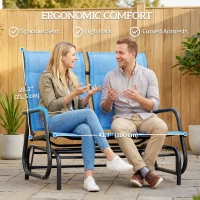 Outsunny Outdoor Glider Bench, Patio Glider for 2 Persons, Blue(m-7)