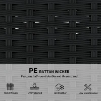 Outsunny 5 Piece Patio Furniture Set, L-Shape Wicker Outdoor Sectional with 3 Chairs, Ottoman, Glass Table, Cushions, Grey(m-5)