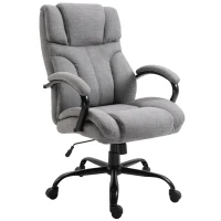 Vinsetto 500lbs Big and Tall Office Chair with Wide Seat, Ergonomic Executive Computer Chair with Adjustable Height, Swivel Wheels and Linen Finish, Light Gray(m-11)