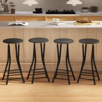 HOMCOM Set of 4 Foldable Barstools, Counter Height Bar Stools with Footrest and Steel Legs for Kitchen Island, Black(m-8)