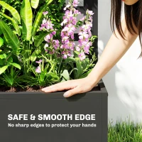 Outsunny Galvanized Raised Garden Bed Planter Box with Trellis for Climbing Plants, Vegetable, Vines, 24" x 9" x 44.5", Black(m-6)