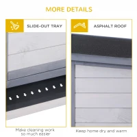 PawHut Wooden Rabbit Hutch Bunny Hutch Cage Guinea Pig with Waterproof Roof, No Leak Tray and Feeding Trough, for Rabbits, Chickens, Ducks, Indoor/Outdoor, Gray(m-7)