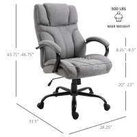 Vinsetto 500lbs Big and Tall Office Chair with Wide Seat, Ergonomic Executive Computer Chair with Adjustable Height, Swivel Wheels and Linen Finish, Light Gray(m-3)