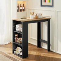 HOMCOM Modern Bar Table, Counter Height Dining Table with 3 Storage Shelves for Kitchen, Dining Room, Living Room, Walnut(m-8)