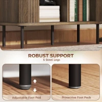 HOMCOM 35.4" Sideboard Buffet Cabinet with Storage, Nordic Coffee Bar Cabinet with Slatted Tambour Doors and Metal Legs, Walnut(m-6)