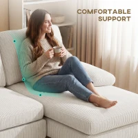 HOMCOM Sectional Sofa, U Shaped Couch with Double Chaise, Pillow-top Armrests and Spring Cushions, 2200lb Capacity, Beige(m-5)