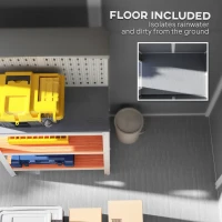 Outsunny 6' x 4' Outdoor Storage Shed, Plastic Shed with Floor, Window, Lockable Door and Vents for Outdoor Patio Storage, Gray(m-5)