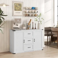 HOMCOM Sideboard with 3 Drawers and 2 Doors, 47" Buffet Cabinet with Adjustable Shelves for Kitchen, White Wood Grain(m-8)