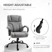 Vinsetto 500lbs Big and Tall Office Chair with Wide Seat, Ergonomic Executive Computer Chair with Adjustable Height, Swivel Wheels and Linen Finish, Light Gray(m-6)
