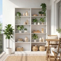 HOMCOM 5-Tier Bookcase, Storage Bookshelf with Adjustable Shelves, Display Shelves for Living Room, Home Office, White(m-9)