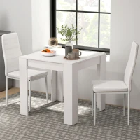 HOMCOM Dining Table Set for 2, Square Kitchen Table and Chairs, Dining Room Table and PU Leather Upholstered Chairs, White(m-10)
